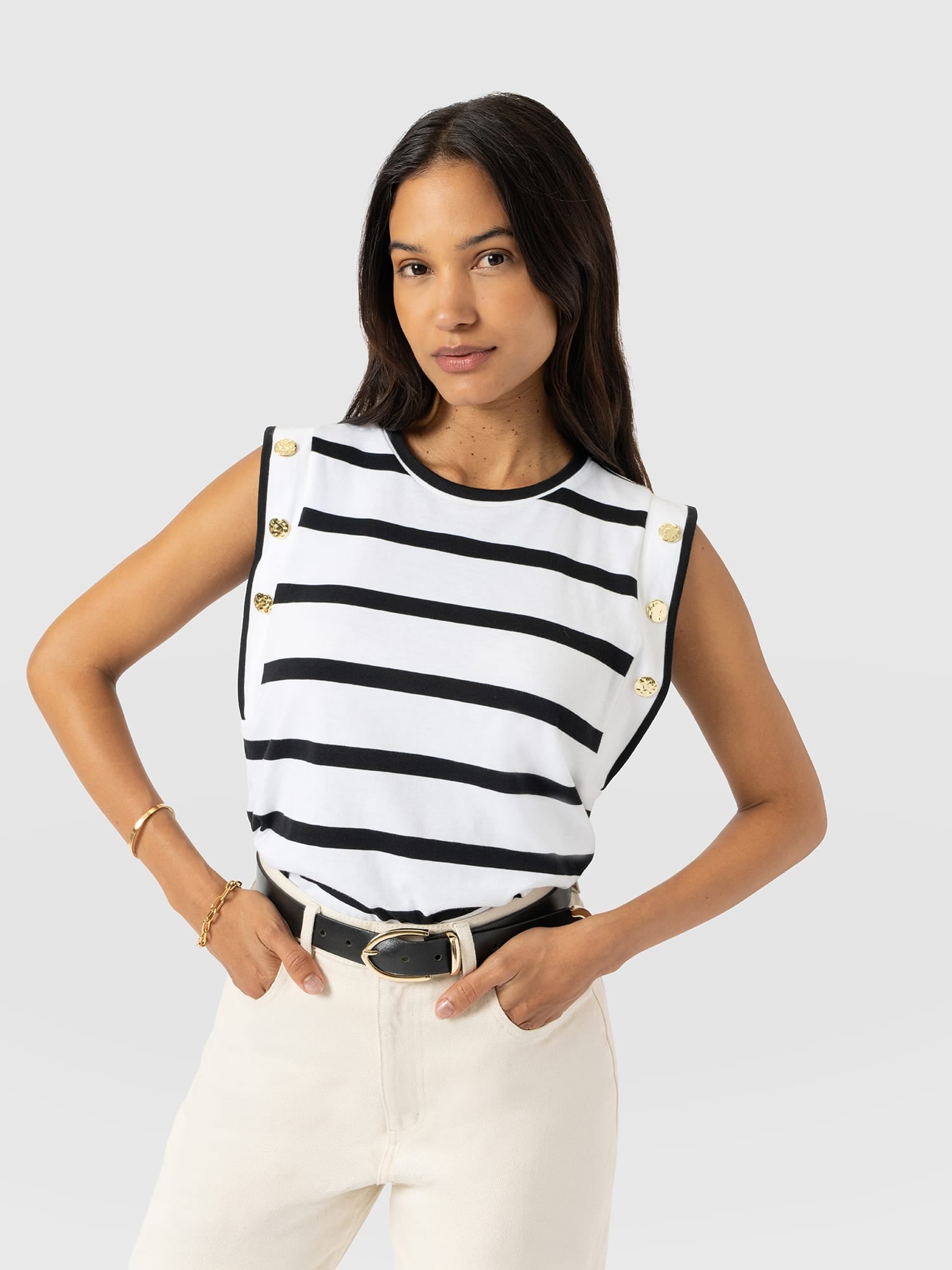 Rowan Tee - Black Stripe - Women's T-shirts | Saint + Sofia® USA